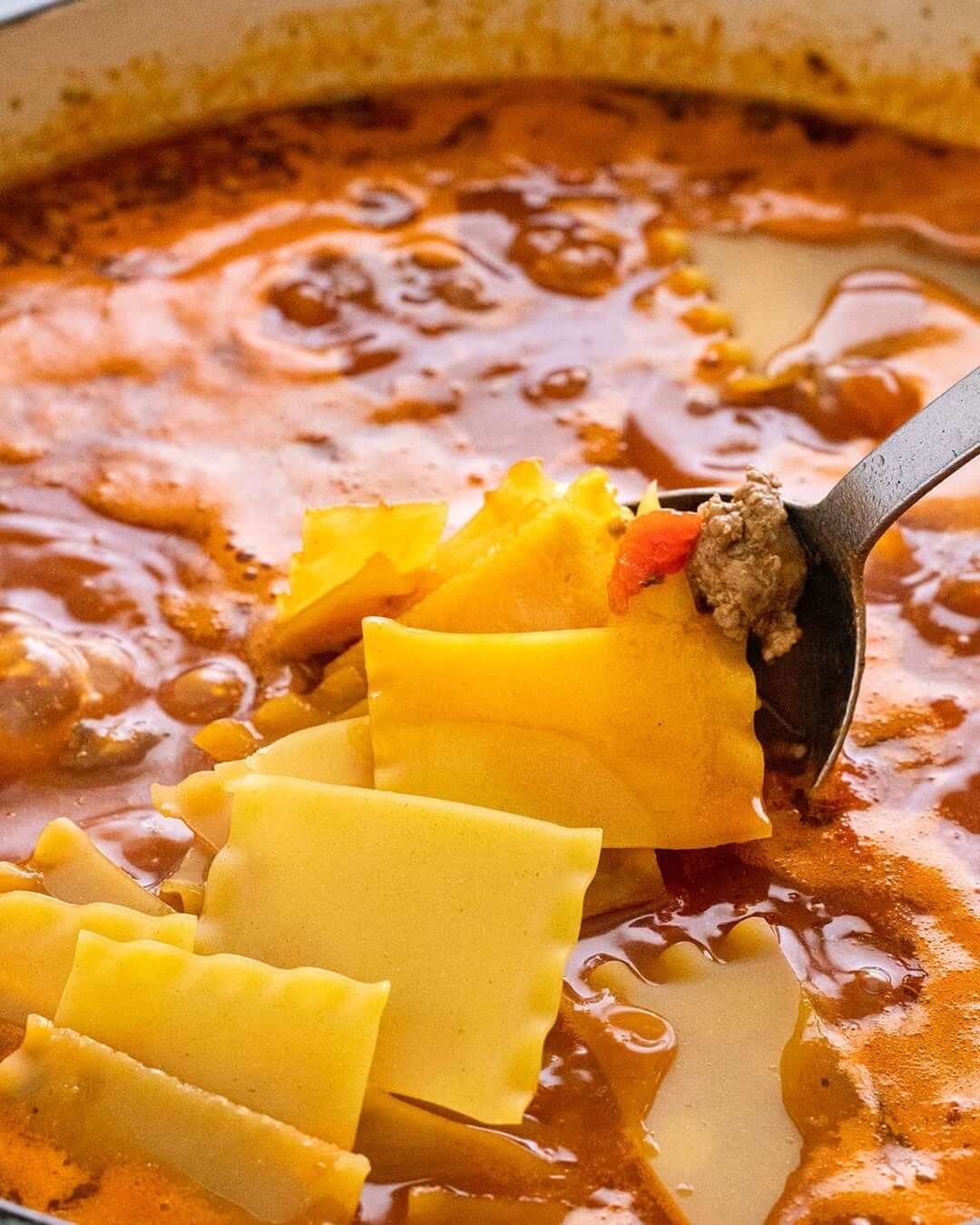 Adding lasagna noodles