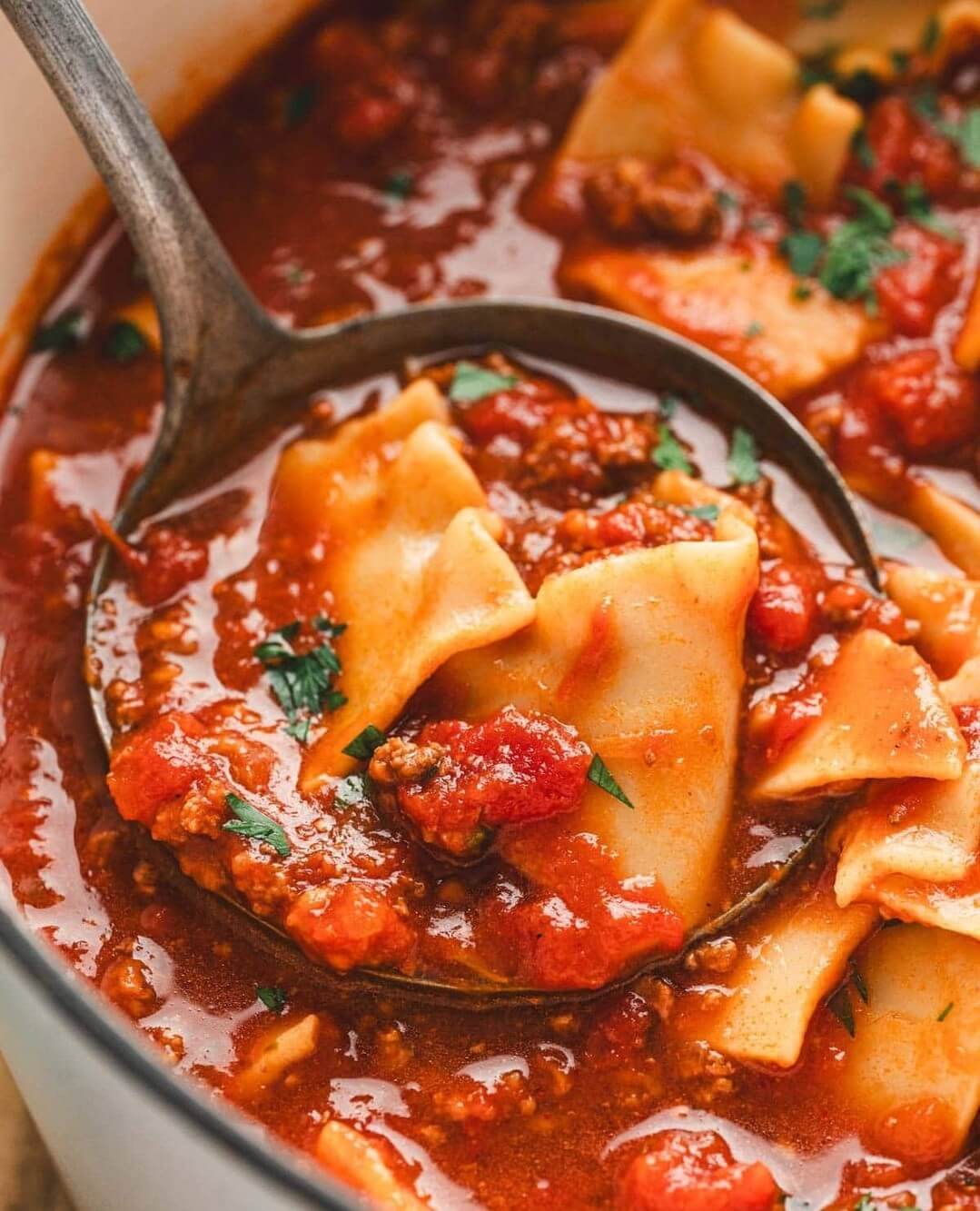 Simmering lasagna noodles