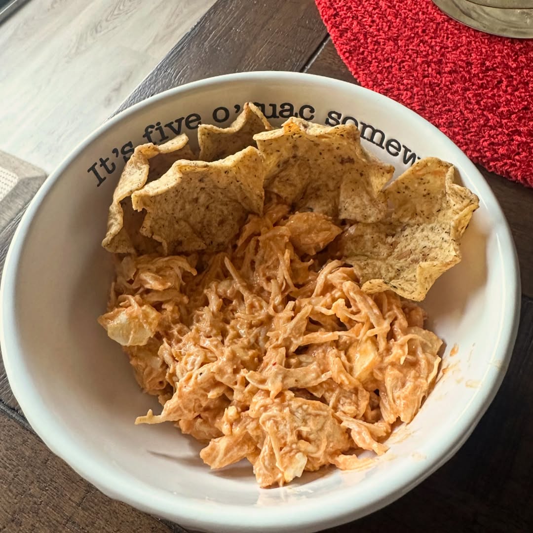 Buffalo chicken dip is a yummy high protein meal