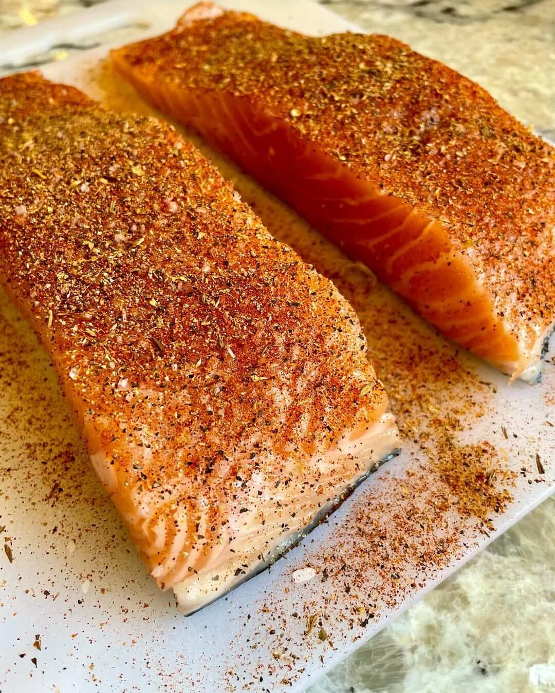 Seasoning the Salmon fillets