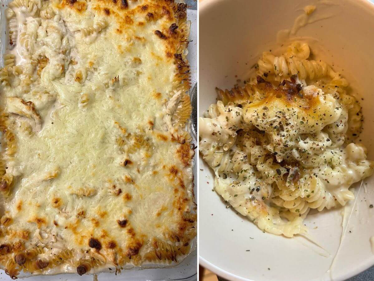 Dump and bake chicken Alfredo Pasta Casserole Recipe