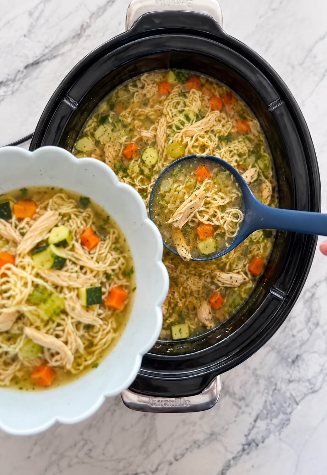 Chicken noodle soup ready to serve
