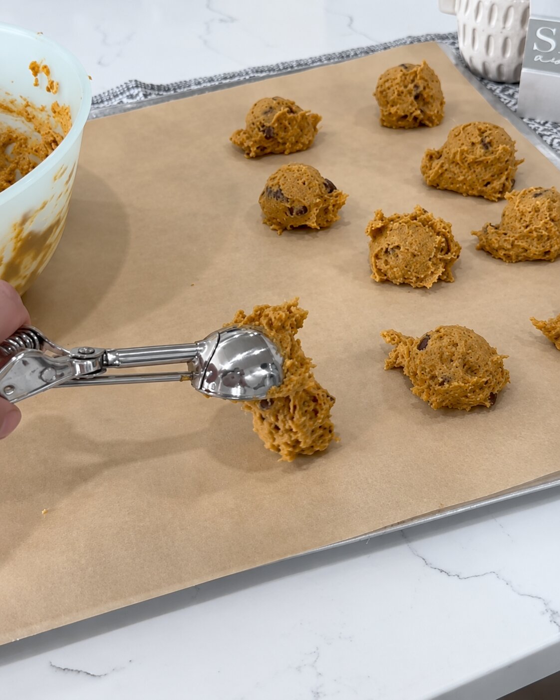 Shaping the cookies before baking them