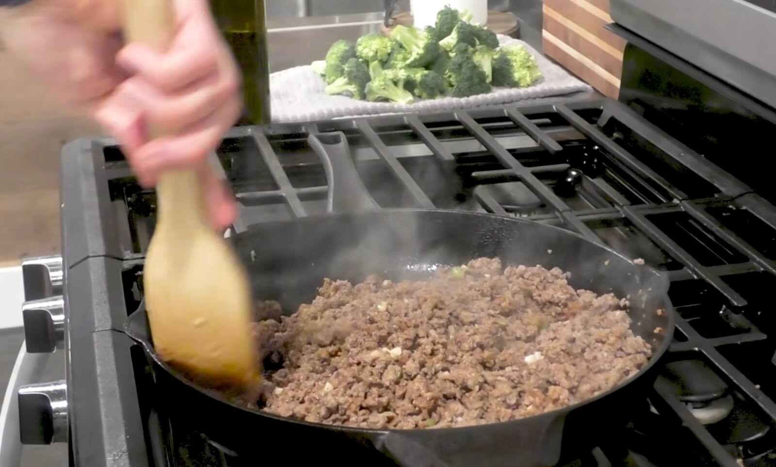 Ground beef browned and ready to serve