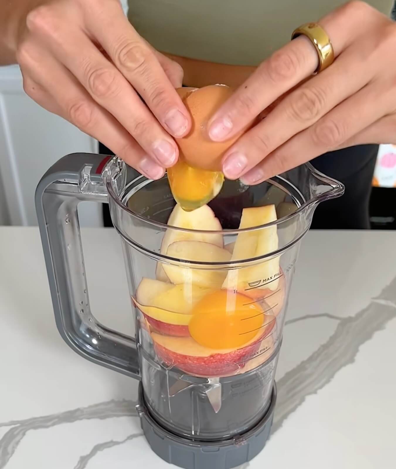 Sliced apples and eggs