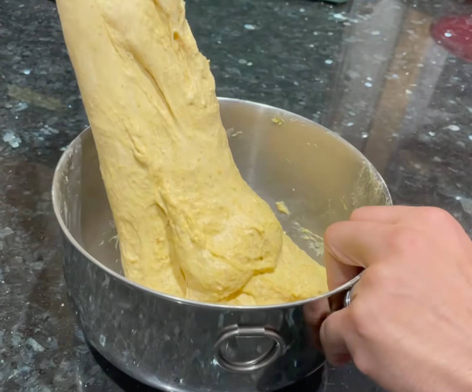 Stretching the pumpkin dough